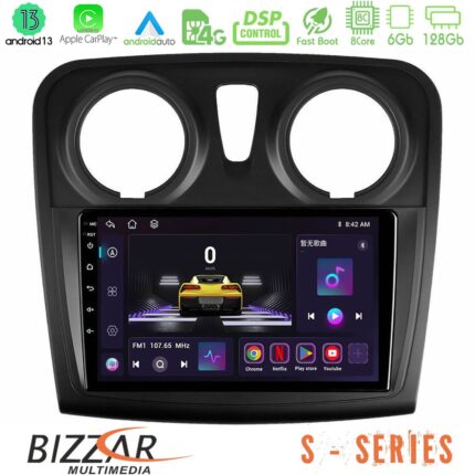 Bizzar S Series Dacia Dokker 2014-2021 8core Android13 6+128GB Navigation Multimedia Tablet 9"