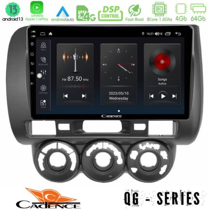 Cadence QG Series 8Core Android13 4+64GB Honda Jazz 2002-2008 (Manual A/C) Navigation Multimedia Tablet 9"