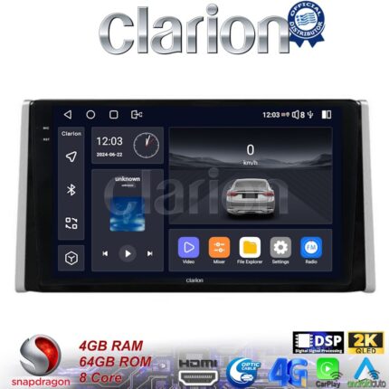 CLARION GL74572 Οθόνη OEM Multimedia Αυτοκινήτου για TOYOTA RAV 4  2019 >  (CarPlay/AndroidAuto/BT/GPS/WIFI/GPRS)